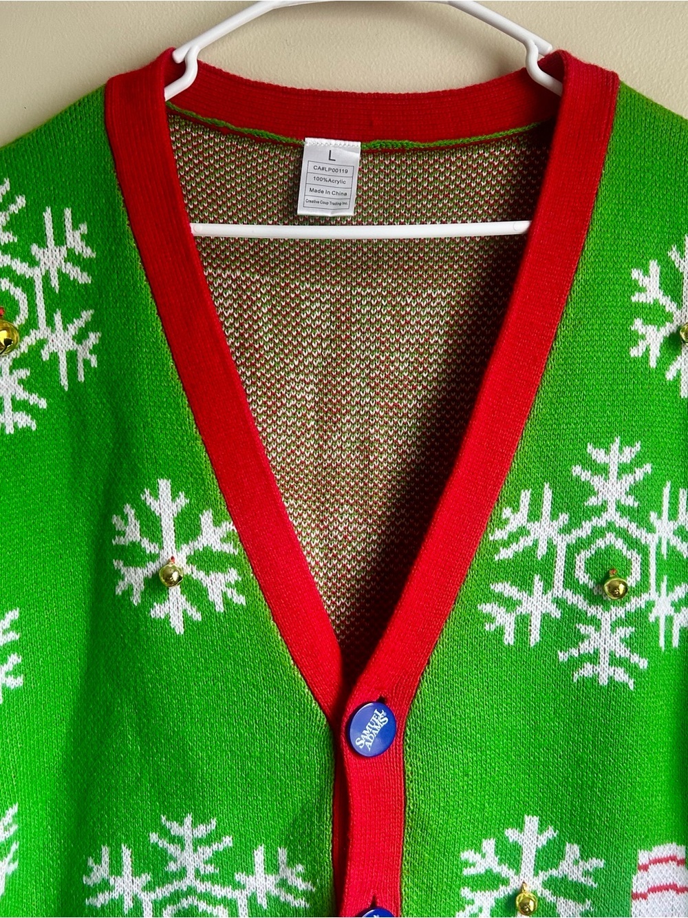 Green & Red Samuel Adams Holiday Sweater Vest size Large unisex - Picture 4 of 10